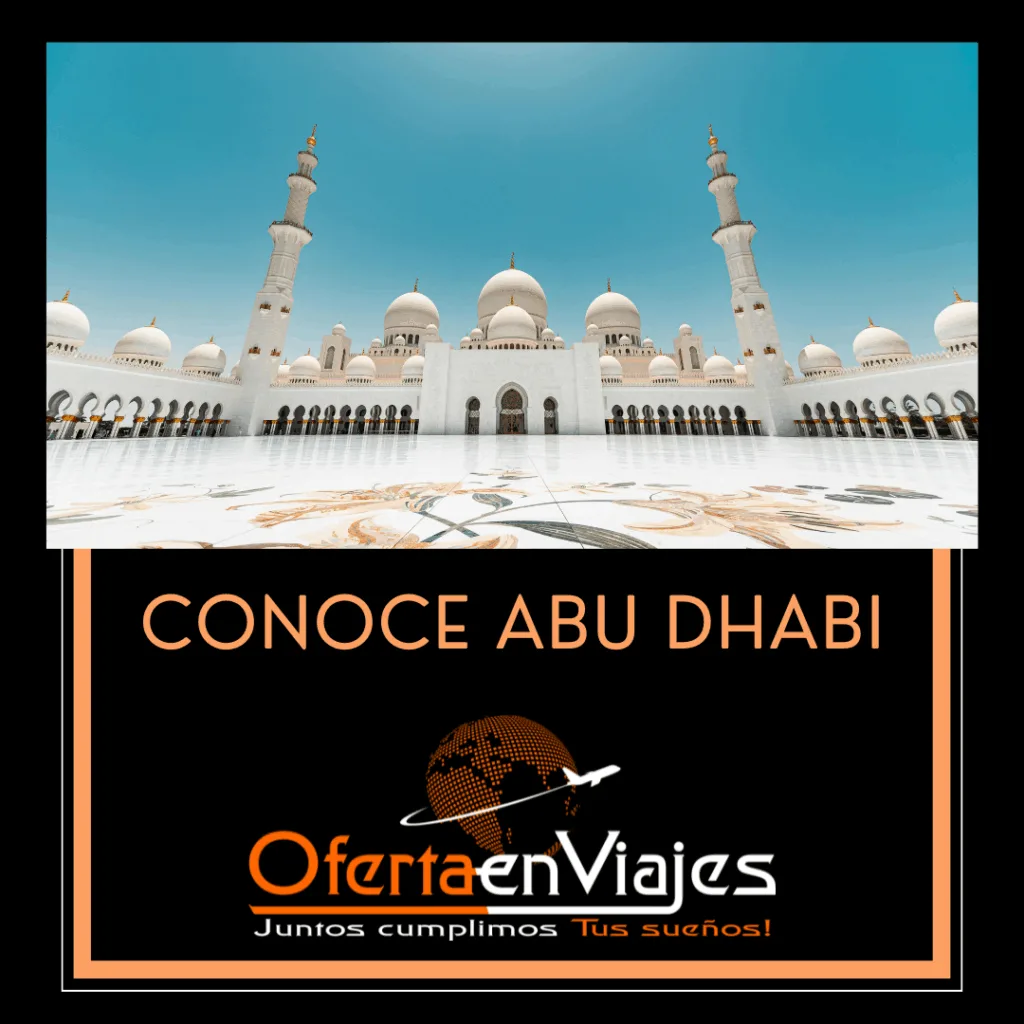 Conoce Abu Dhabi — Gran Mezquita y panorámica urbana de Emiratos Árabes