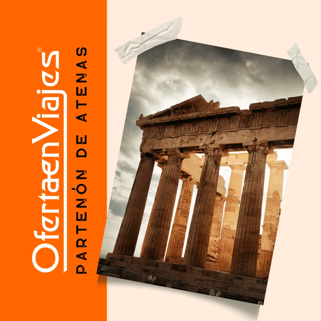 Partenón de Atenas - templo de mármol bajo el cielo azul de Grecia